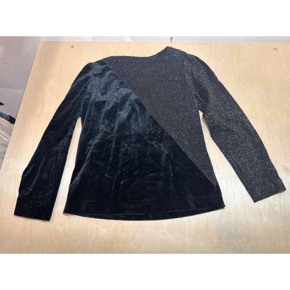 Vintage LR Sport Black Velvet Metallic Asymmetrical Top Made in USA Size 8 - Picture 7 of 7